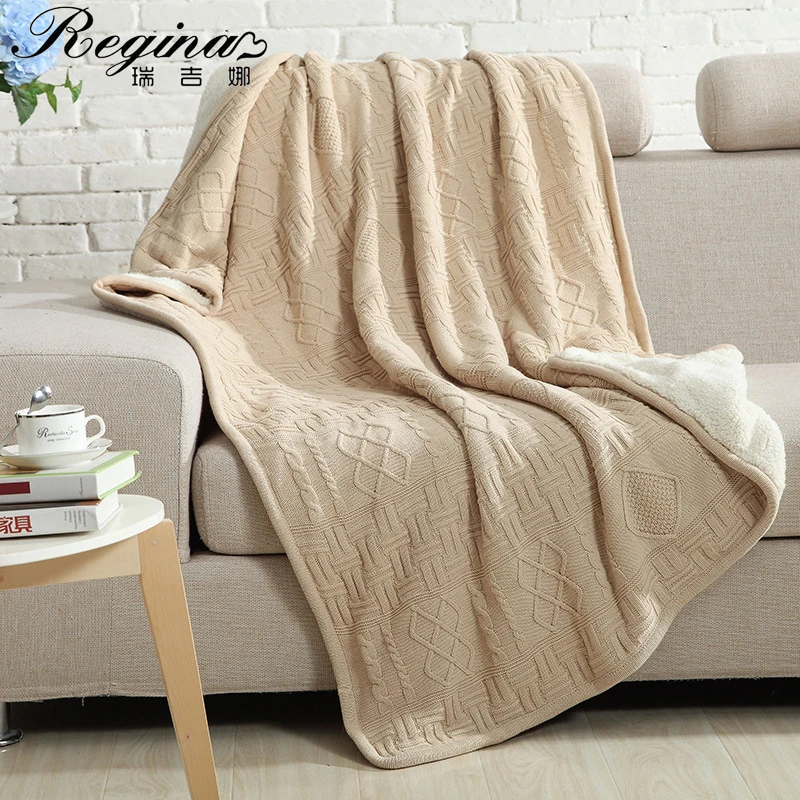 

REGINA Brand Stripe Plaid Fleece Lined Blanket Autumn New Cozy Throw Blanket For Bed Sofa Super Soft Warm Nordic Style Bedspread