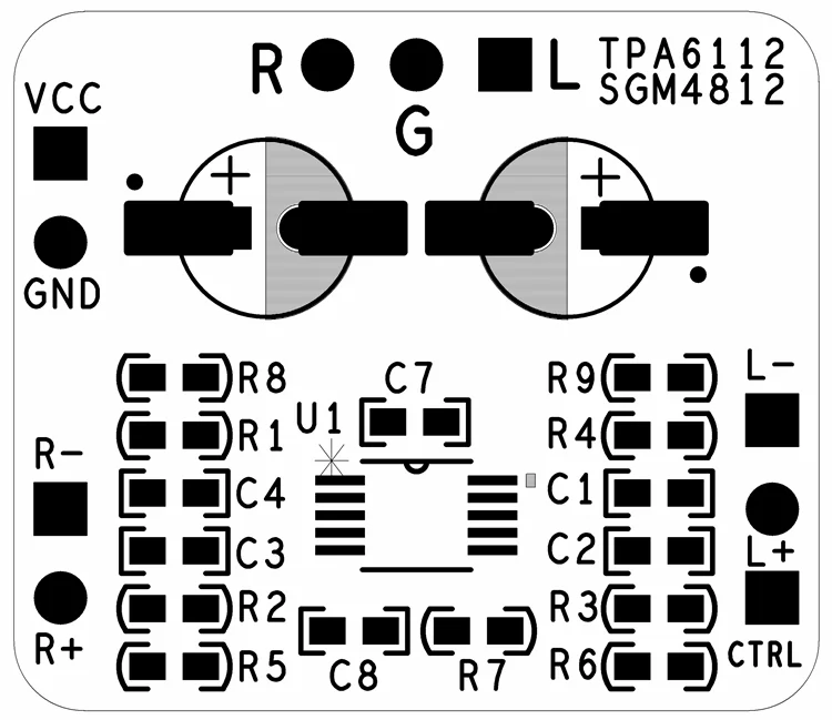 Diferencial a equilibrado, placa HIFI de 150mW Amp, TPA6112 SGM4812, entrada de 3,3-5V, 220uf, condensador soldado