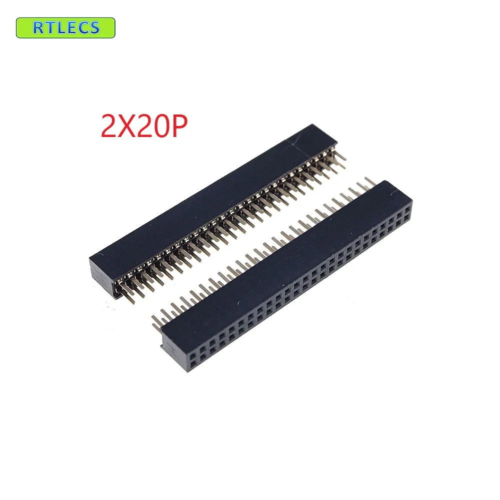 

100pcs 2x20 P 40 pin 1.27mm Pitch Pin Header Female dual row straight through hole DIP Rohs Lead free