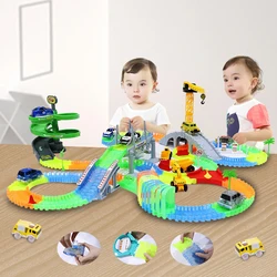 Circuit de course en plastique brillant dans le noir pour enfants, piste magique, jouet assemblé bricolage, cadeau créatif, jouets pour garçons, nouveau, 7.5cm