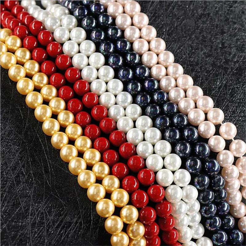 Shell Pearl Red Pink Losse Beads Diy Accessories Jewelry Beads Wholesale Accesories Bracelet Making Kit 4-12mm Round 15\