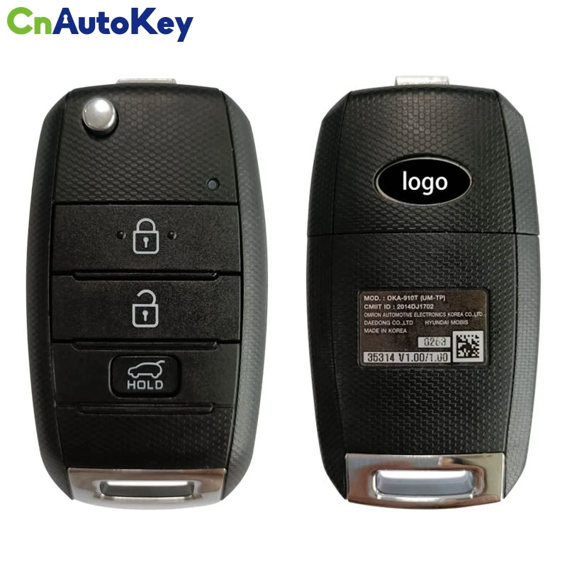 CN051139 Original PN 95430-C5211 For KIA Sorento 2015-2019 Flip Remote Key 3 Buttons 433 MHz 4D70 Chip FCC ID: OKA-910T C5210