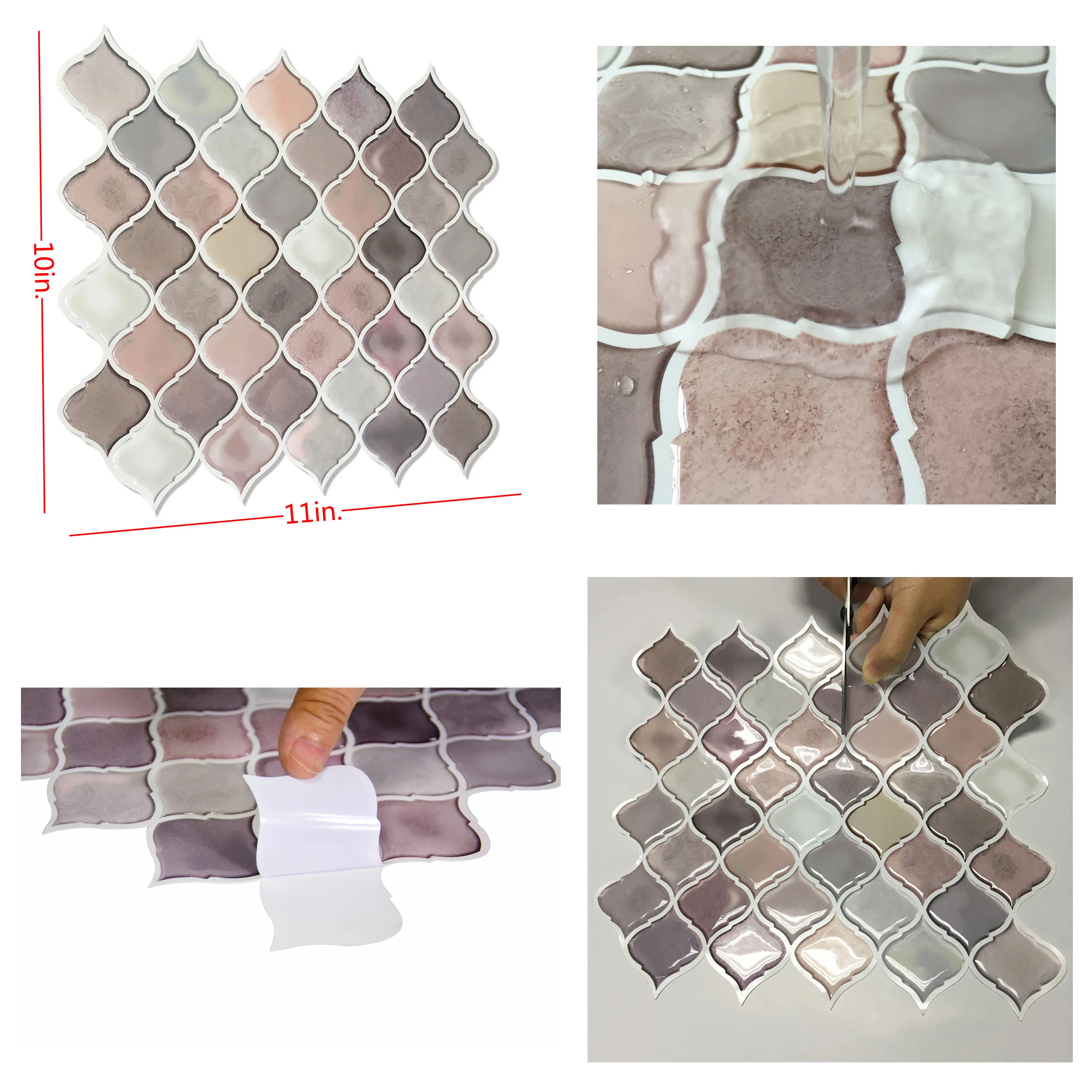 2024 New 3d wallpaper sticker For Kitchen stick and peel Tile Wall Stickers Lantern style 250*250mm