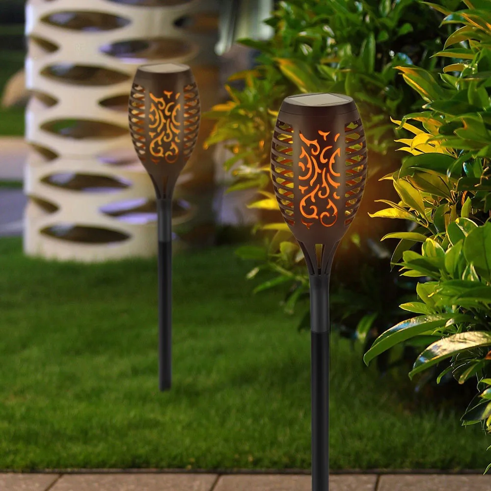 12 LED Solar Flame Torch Light Flickering Light Waterproof Landscape Outdoor Lawn Path Yard Patio Floor Lamp Garden Decoration