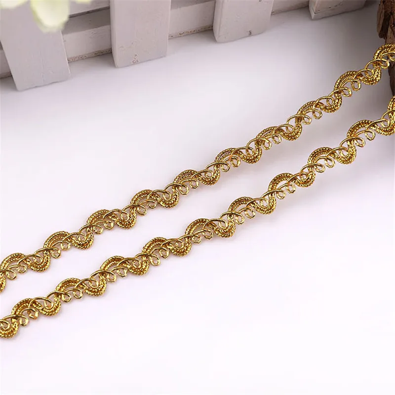 7mm 5y Gold Silver Lace Embroidered Ribbon Soft Net Lace Trim Fabric DIY Sewing Accessories Decoration Wedding Party Supplies