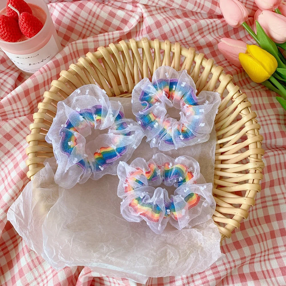 FANDY Daisy Flower Women Girls Elastic Hair Rubber Bands Accessories Scrunchies Headwear Hair Tie Ring Ponytail Holder Headdress