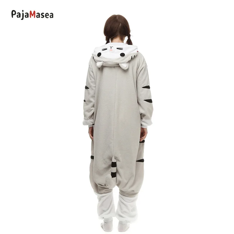 Unisex Onesie Pijamas Kaas Kat Pyjama Cartoon Pyjama Adult Kigurumi Vrouwen Mannen Animal Cosplay Halloween Een Stuk Kostuum