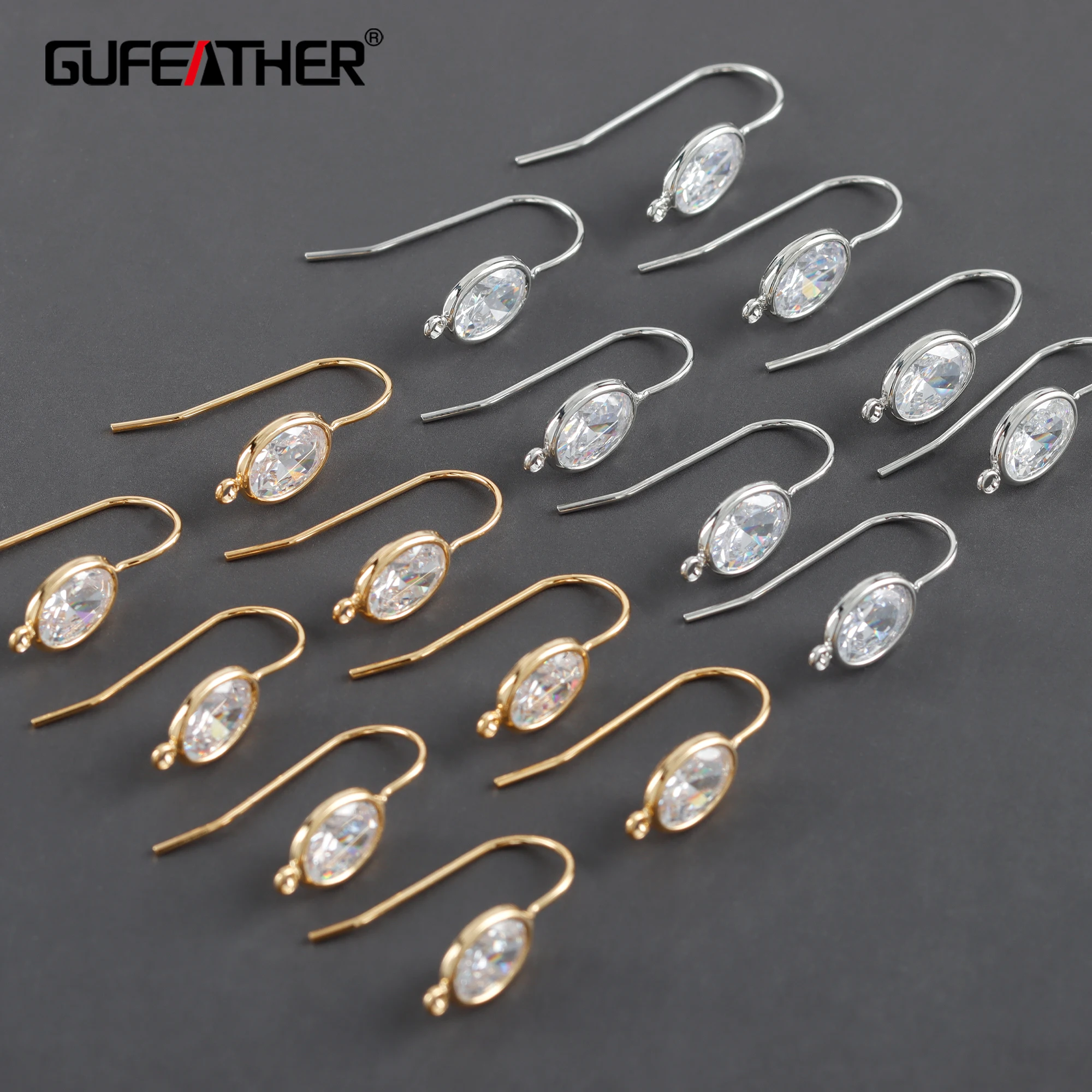 

GUFEATHER M1060,clasp hooks,pass REACH,nickel free,18k gold rhodium plated,copper,zircons,jewelry making accessories,10pcs/lot