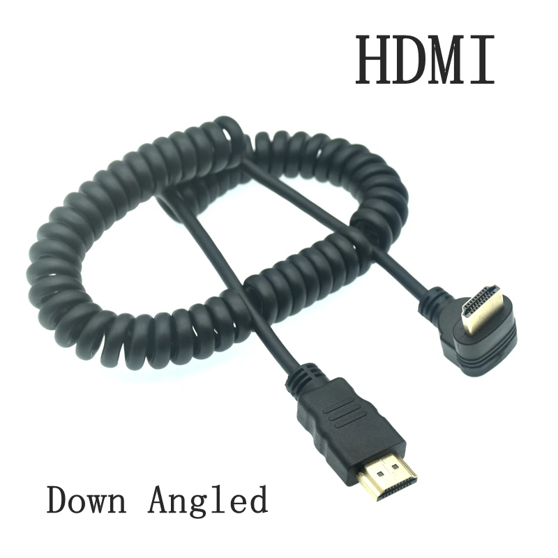 Elastic Coiled Spring HDMI Male To Male V1.4 1080P 3D Pure Copper Curl Flexible HDMI-compatible Left Up Down Right Angled Cable