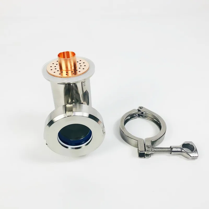 

2" 51mm OD64mm Sight Glass Union Tri-Clamp Tee With Copper Bubble Set,Distillation Lens Column For HomeBrew, Height 100mm,SS304