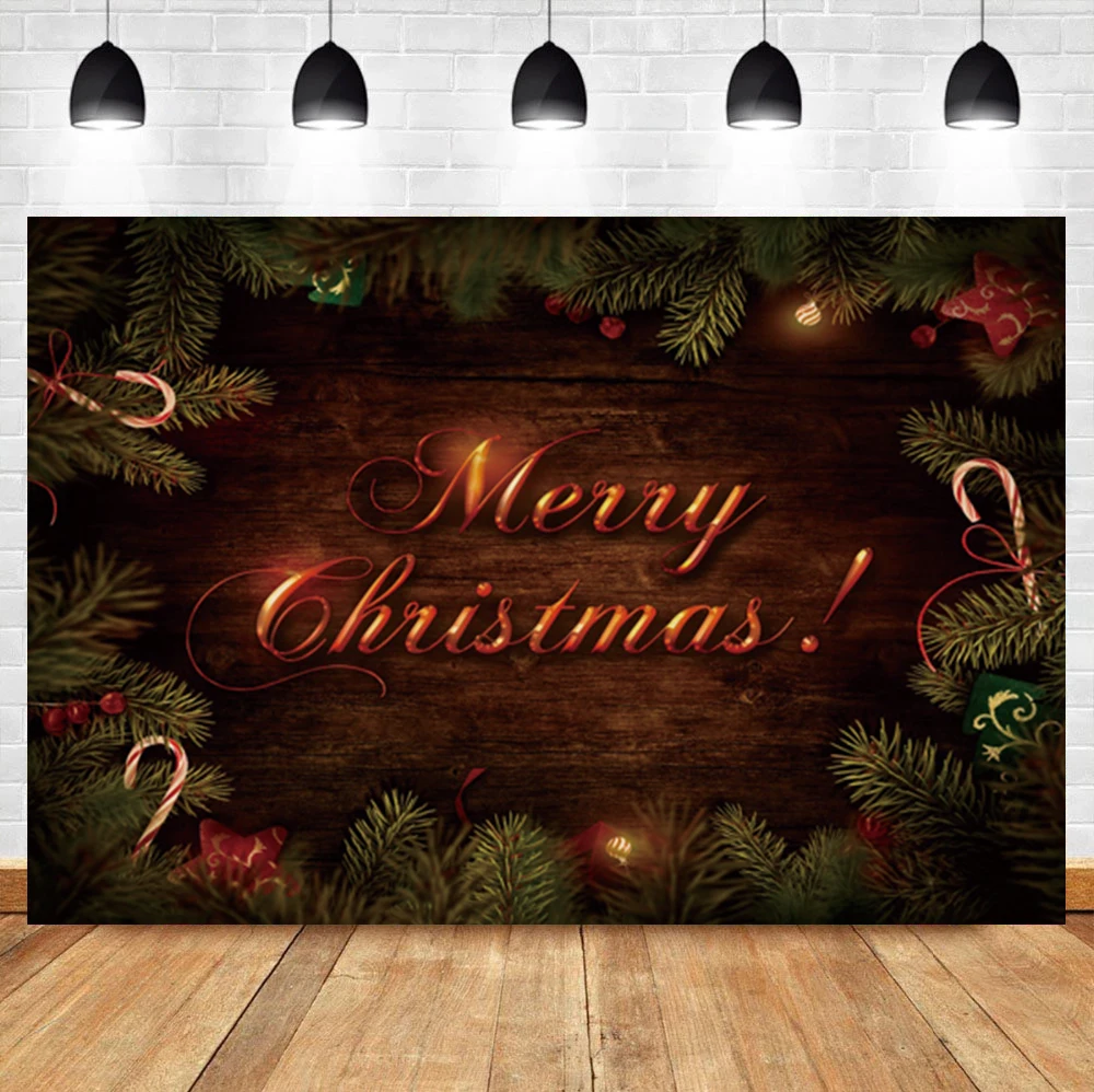 Laeacco Merry Christmas Vintage Wooden Board Branches Birthday Portrait Backdrop Photographic Photo Background For Photo Studio