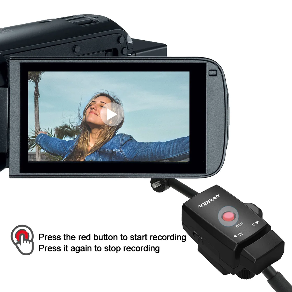 Controle remoto aodelan para câmera de vídeo lanc, tripé com controle zoom para sony nx5c nx3c 190p 150p 198p