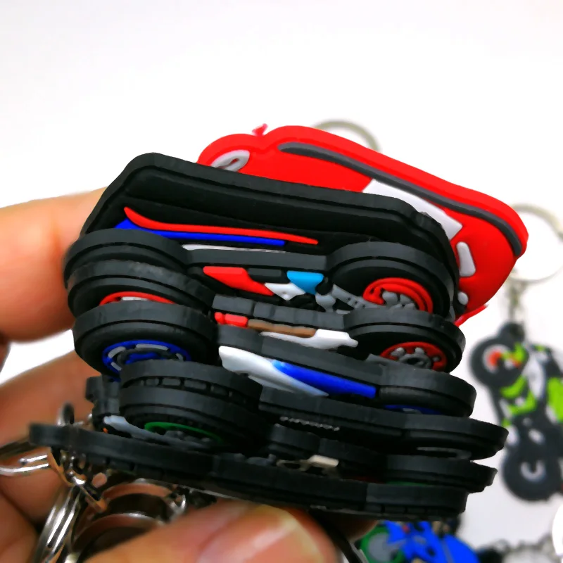 1PCS PVC Keychain Cartoon motorcycle Keyring fashion Pendant fit men women key chains accessories Jewelry Decoration Kids Gifts
