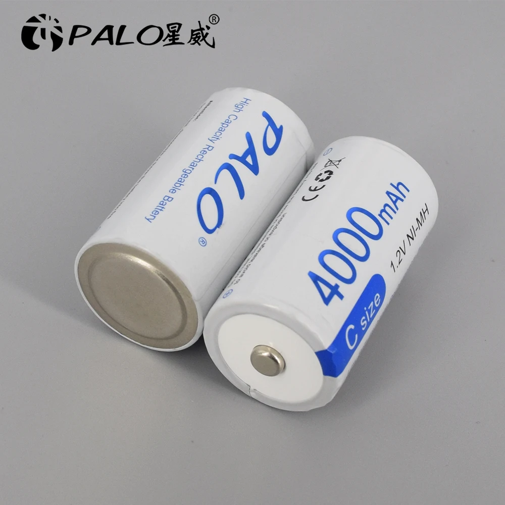 PALO 1.2V NI-MH C Size Rechargeable Battery 4000mAh R14 C Cell Type C LR14 Battery  Low Self Discharge Rechargeable C Battery