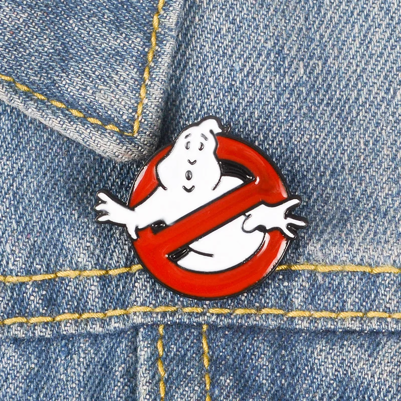 White Ghost Enamel Pin   Badge Brooch Bag Clothes Lapel pin Cartoon Fun Movie Jewelry Gift for Kids Friends