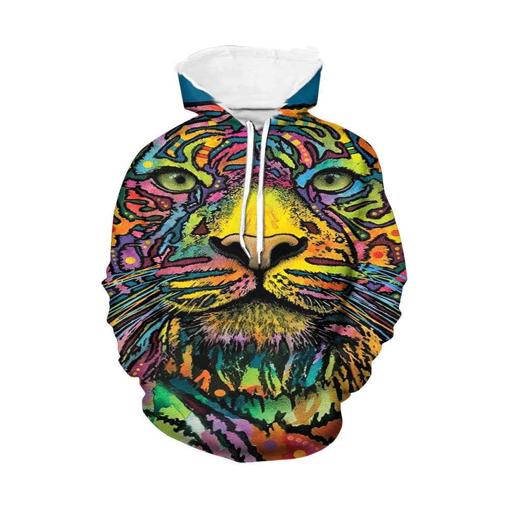 

Noisydesigns Colorful Men's Hoodies Coloured Drawing Animals Sweatshirt Autumn Winter Hooded Pocket Pullover