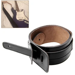 Adjustable Soft PU Leather Thick Strap For Electric Acoustic Guitar Bass Black