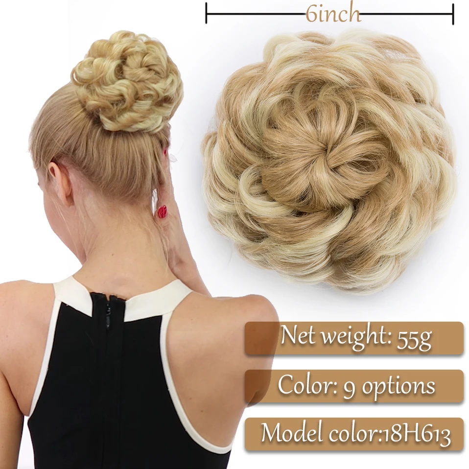 HAIRRO 55g syntetyczne kręcone włosy Big Bun sznurek klip w pączek Chignon do przedłużania włosów kobiety fałszywe Updo okładka Hairpiece