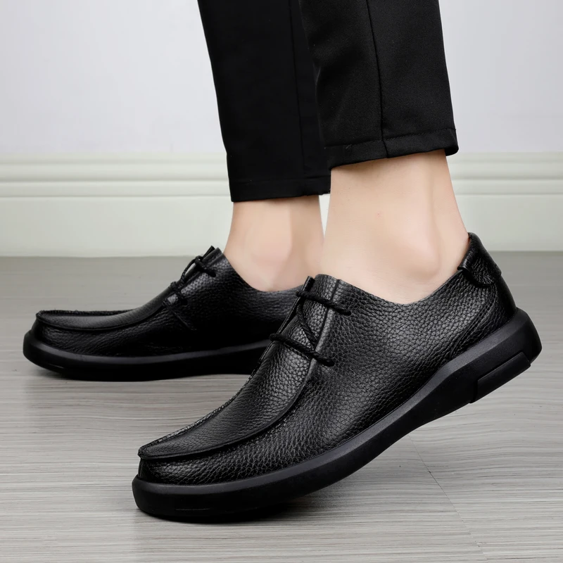 Men Oxfords Genuine Leather Dress Shoes Brogue Lace Up Mens Casual Shoes Luxury Brand Moccasins Loafers Men 2021 Plus Size 37-47