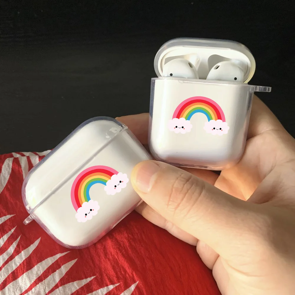 حافظة لجهاز Apple Airpods 1 2 Pro حافظة من السيليكون الناعم عليها قوس قزح لهواتف Airpods حافظة واقية للشحن