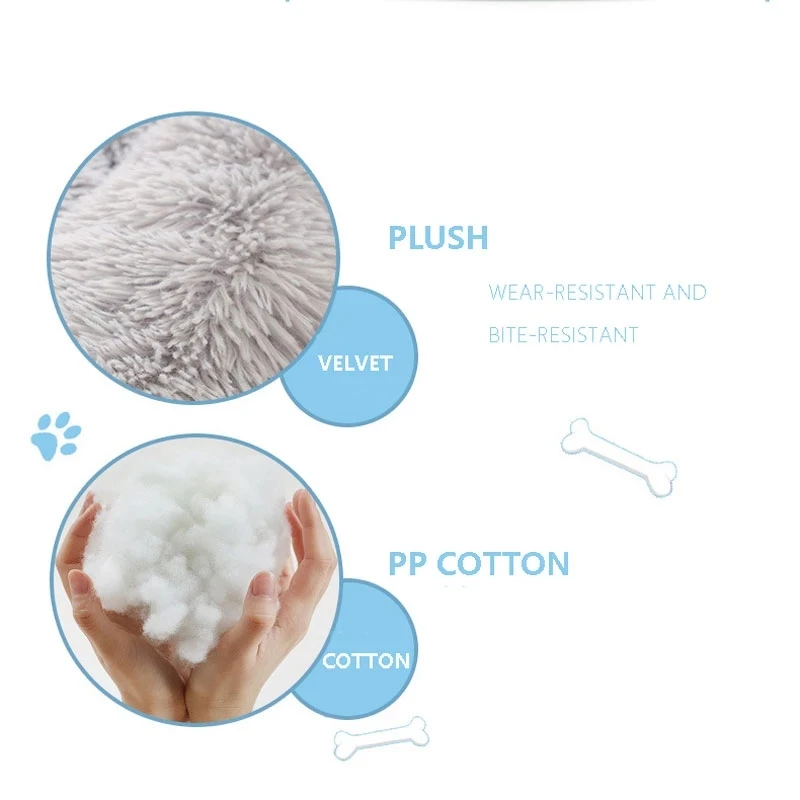 Lit pour animaux de compagnie Super doux, chenil rond pour chien et chat, sac de couchage chaud d'hiver, Long coussin en peluche pour chiot, tapis Portable, fournitures pour chats 46/50/60cm