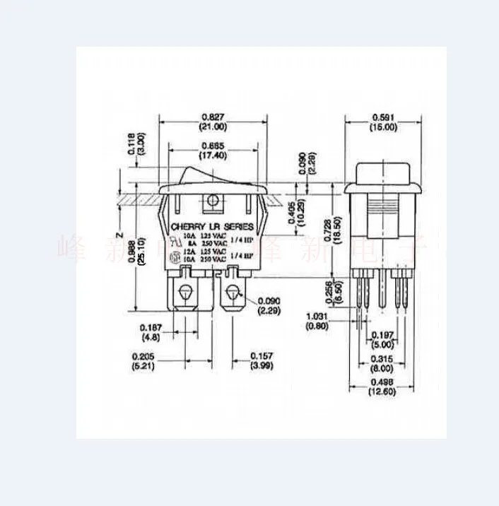 LRA32H2FBBNN Jerman 4 Kaki 2 Gigi 12A Sakelar Rocker 15*21 Sakelar Daya Rocker 491S