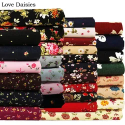 100% Cotton Pastoral Pink Red Brown Small Rose Flower Floral Bowknot Slim Corduroy Soft Fabric For  Apparel Dress Shirt Craft