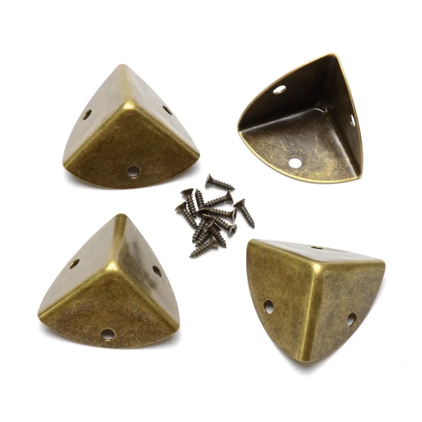 4PCS Antique Corner Protector (with Screws) Bronze Jewelry Box Wooden Case Decorative Feet Leg Corner Protector