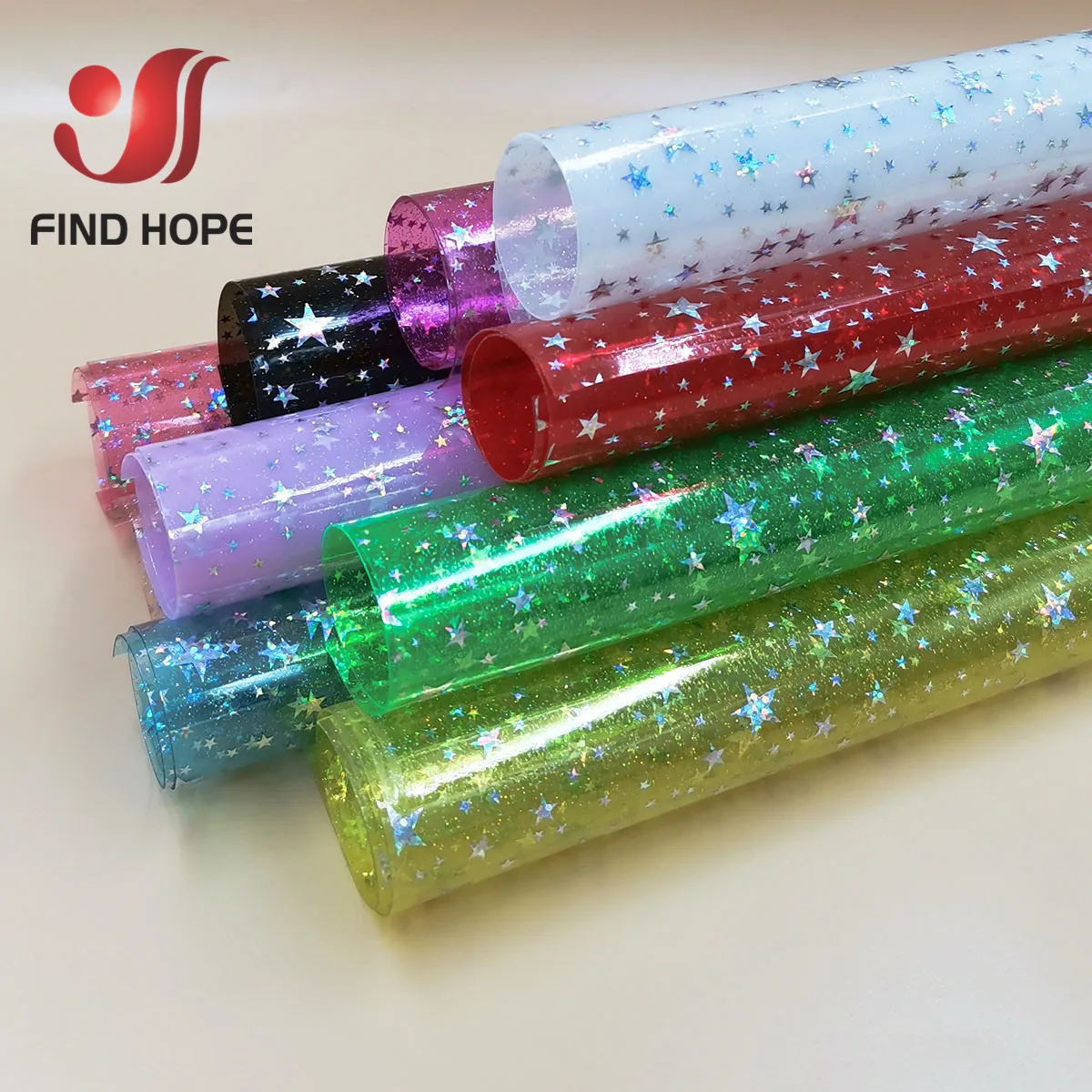 10pcs Stars Iridescent PVC Vinyl  Fabric Transparent DIY Bag Bow Craft Making Material Sheets Wholesale