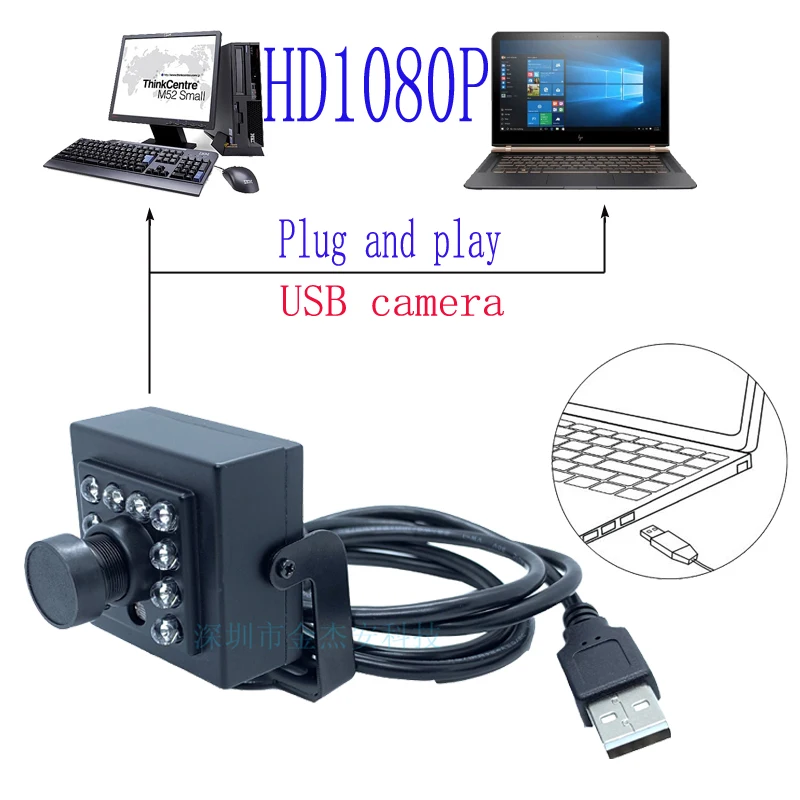 

H.264 30fps 2MP 1920*1080 1080p 3.6mm lens infrared micro usb box night vision camera with 10pcs IR LED