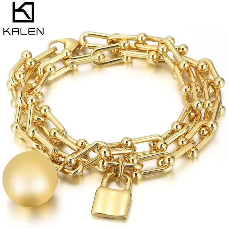 Kalen Entangle Bracelet Classic U-Shaped Ball&Lock Bracelet Women Double-layer Bracelet Luxury Jewelry Valentine Party Gift