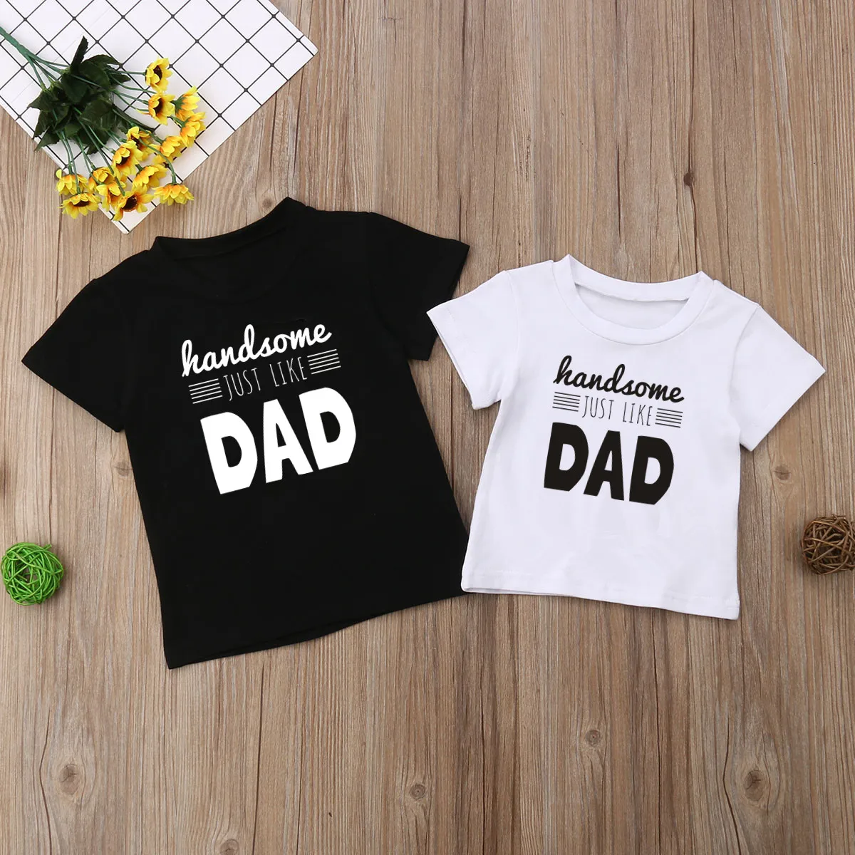 Funny Kids Tshirt Handsome Like My Dad Print Toddler Boys Girls Short Sleeve Letters T-shirt Casual Children Fashion Clothes