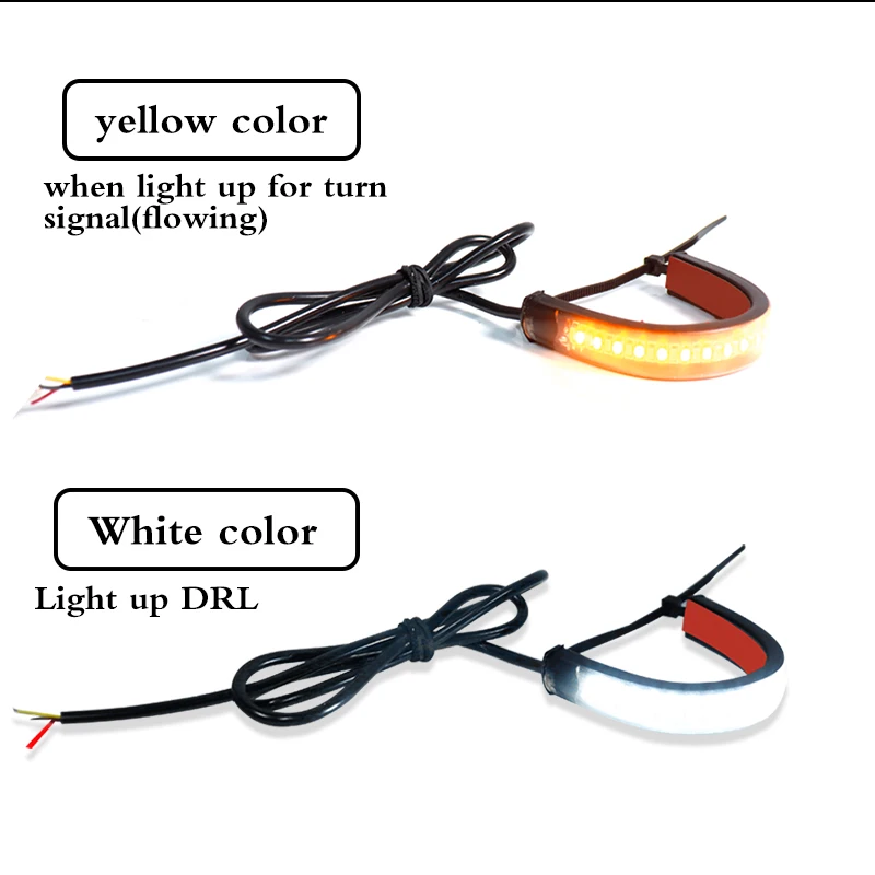 1Pc Universal LED Motorcycle Turn Signal Light & DRL Amber White most motorcycle/bike Fork Strip Lamp Flashing blinker 12V ATV