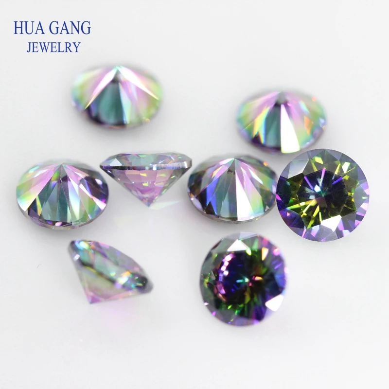 Round Shape Plating Color Cubic Zirconia Stone Size 1mm~10mm Loose Multiolor CZ Stones Synthetic Gems For DIY Jewelry Making