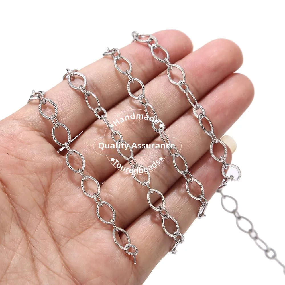 1M Stainless Steel Handmade Oval Chic Chains Findings for DIY Necklace Jewelry Making Accessories