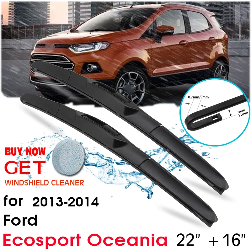 

Car Front Window Windshield Rubber Silicon Refill Wiper For Ford Ecosport Oceania 2013-2014 LHD / RHD 22"+16" Car Accessories