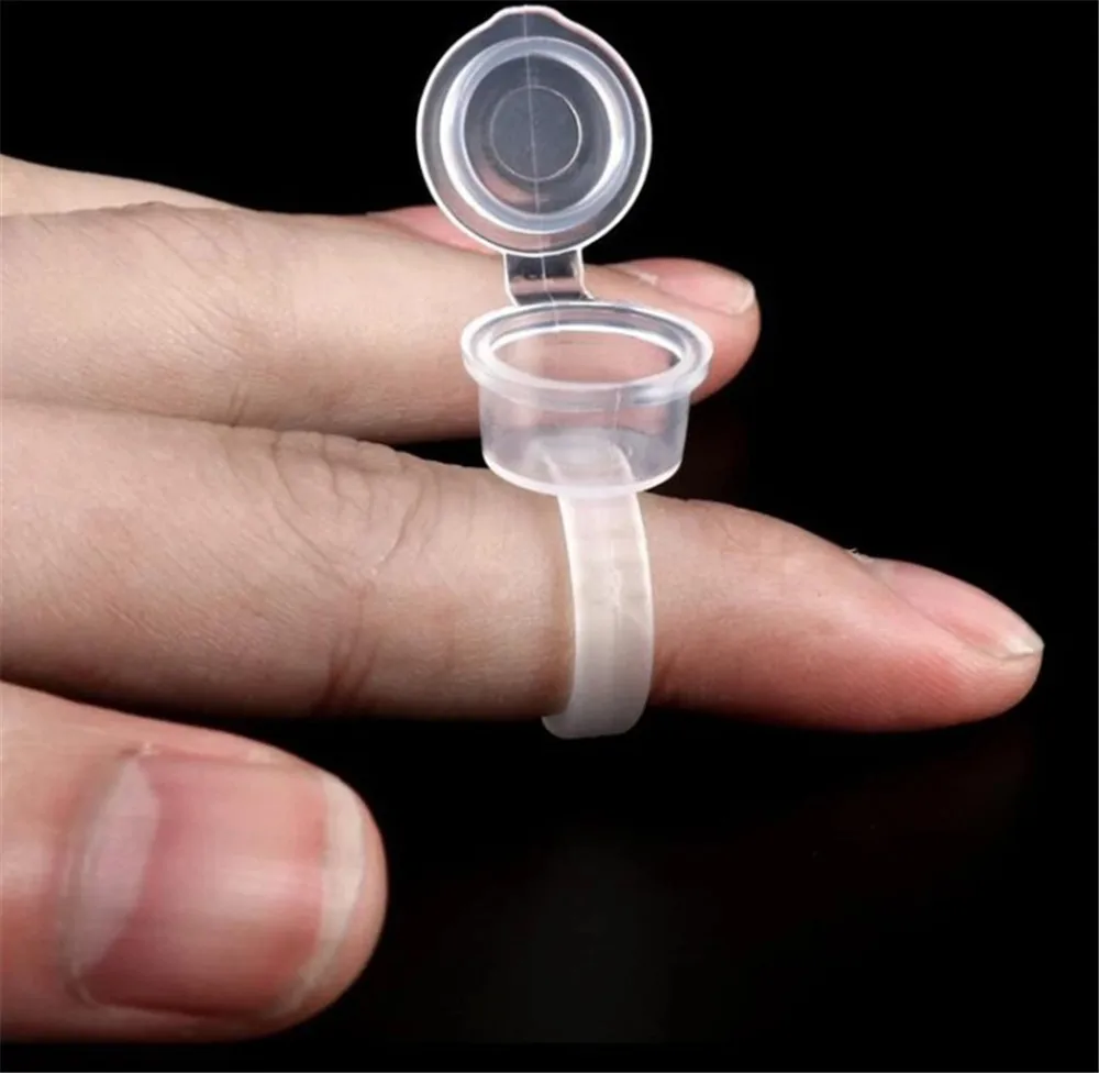 Transparent Tattoo Ink Cup with Lid Disposable Tattoo Makeup Pigment Holder Container Base Tattoo Caps