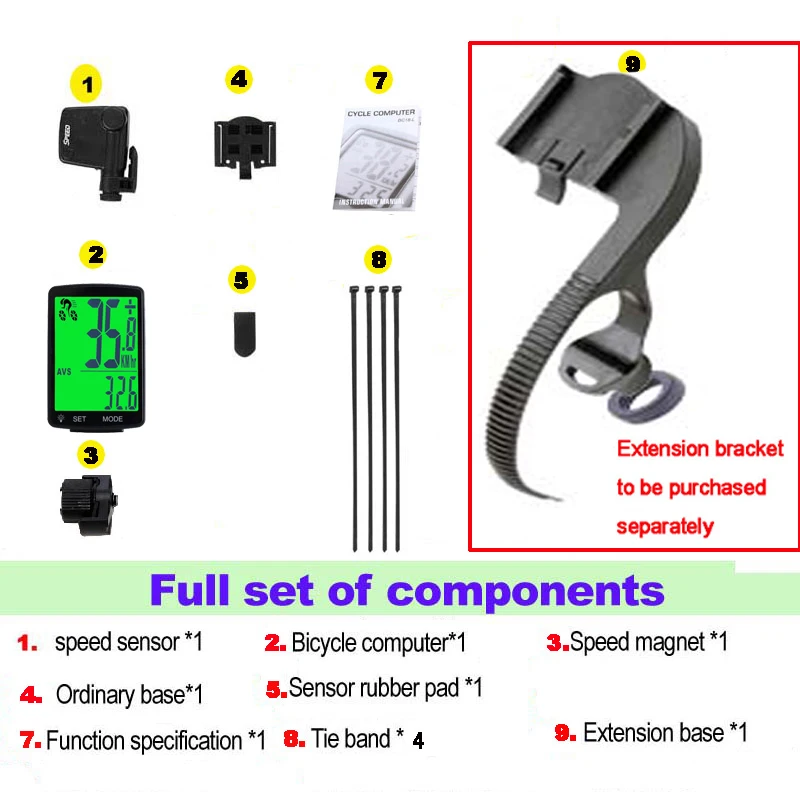 Large Screen Wireless Bicycle Speedometer, LCD Digital Computer ,IP65 Waterproof odometer, MTB Cycling Equipment, 2.8  Inch cloc