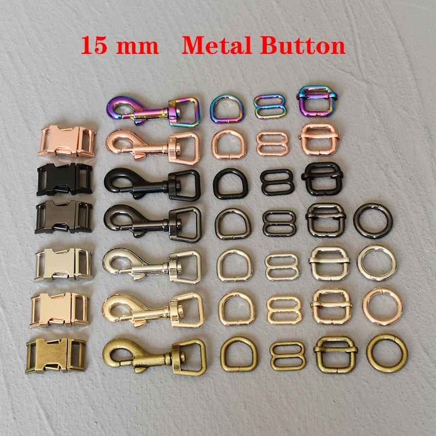 15mm 1 piece Metal Buckle Slider Adjust D Ring Release DIY Bag Strap Belt Handle Shoulder Webbing Leather Craft Accessories