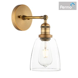 Permo Industrial Vintage Single Sconce with Oval Cone Clear Glass Shade 1-Light Wall Sconce Wall Lamp