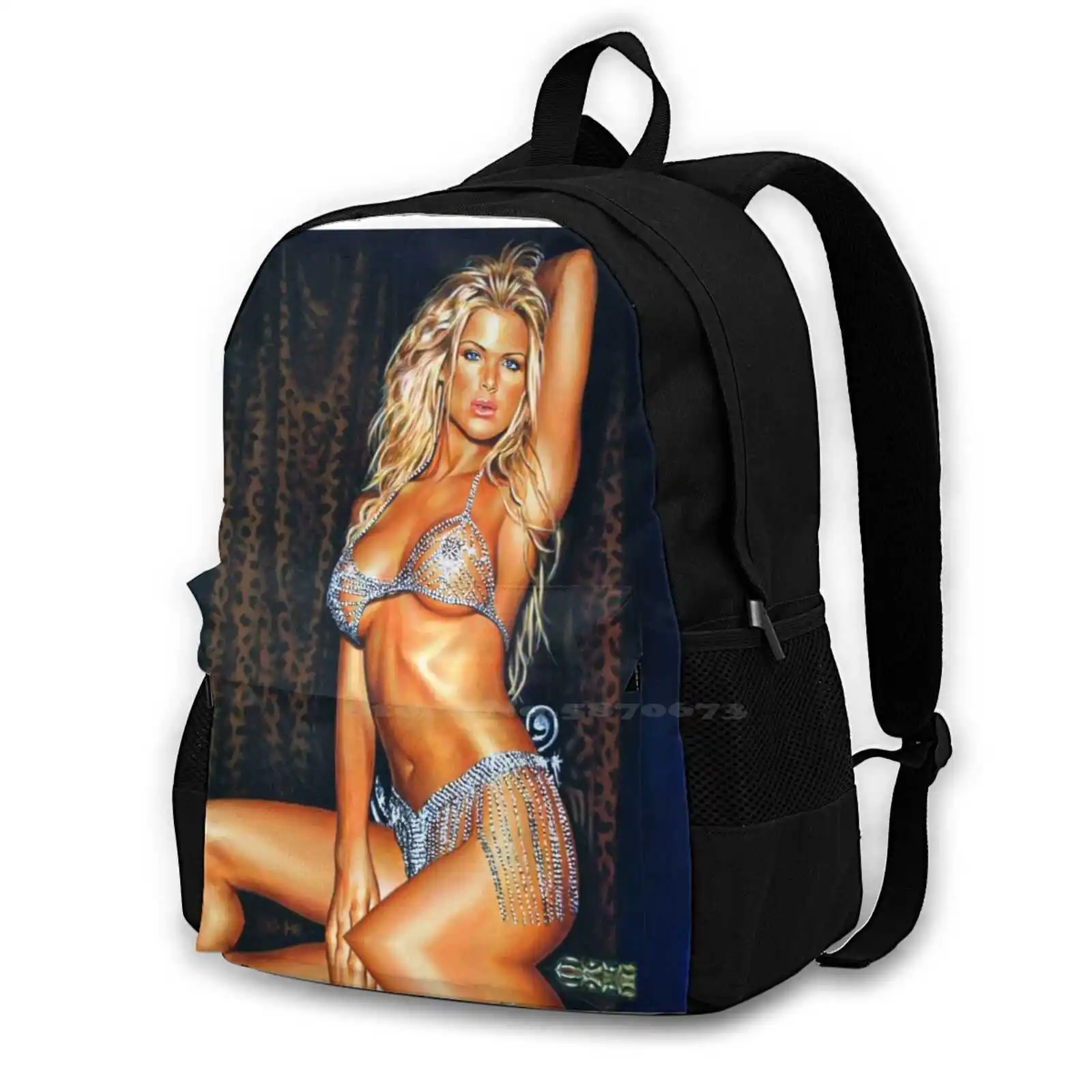 Ia Silvstedt Playmate Model Painting Rucksack Knapsack Storage Bag Backpack Silvstedt Ia Fashion Model Female Secret Angel Sexy