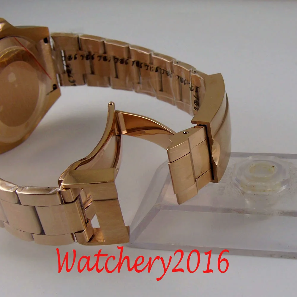 Full Rose Gold Coated Replaced Watch Bracelet Watch Band Deployment Clasp 20MM width Lug for 40MM men watch