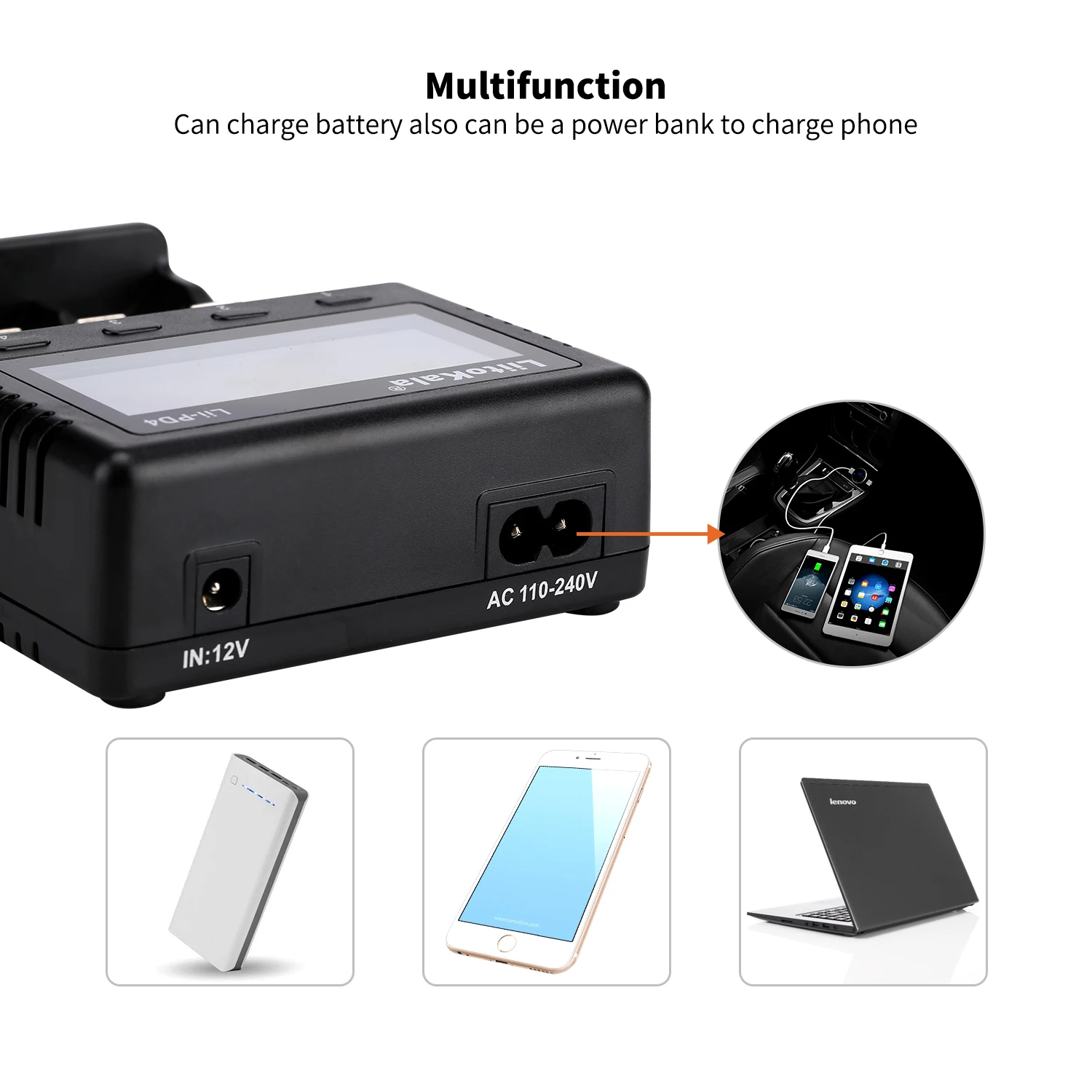 LiitoKala Lii-PD4 LCD Battery Charger for 18650 26650 21700 18350 AA AAA 3.7V/3.2V/1.2V/1.5V lithium NiMH battery 18650 charger