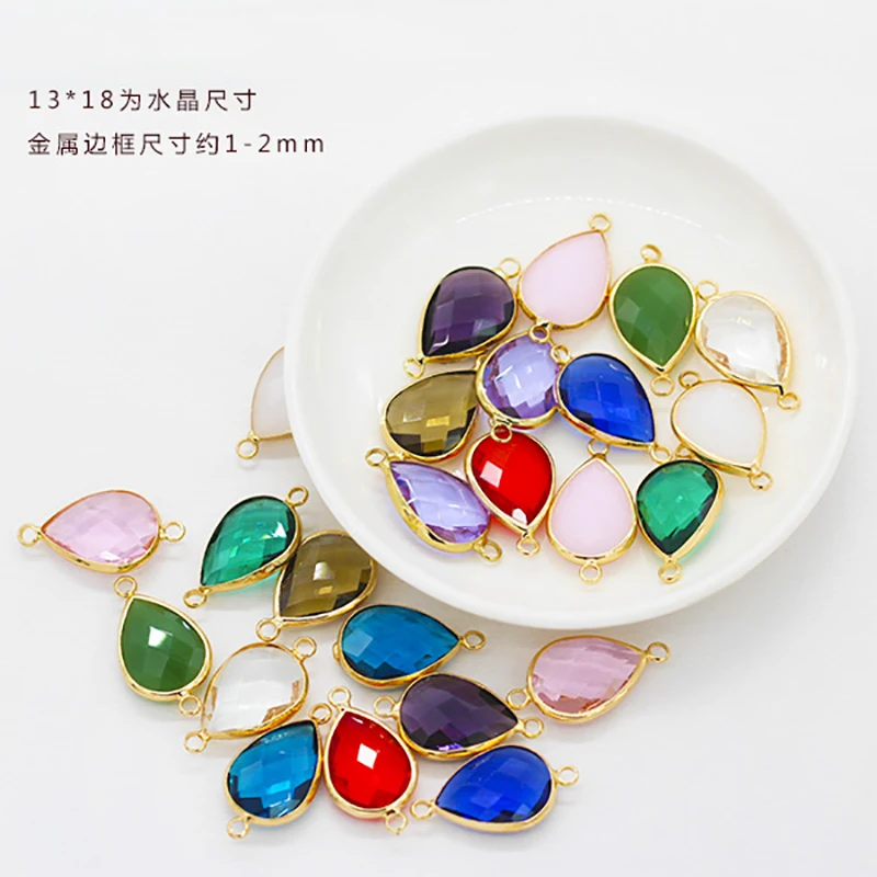 New 12pcs Waterdrop Charms Quartz Crystal Opal Blue Purple Birthstone Pendants for Necklace Bracelets DIY Jewelry Ear Connectors