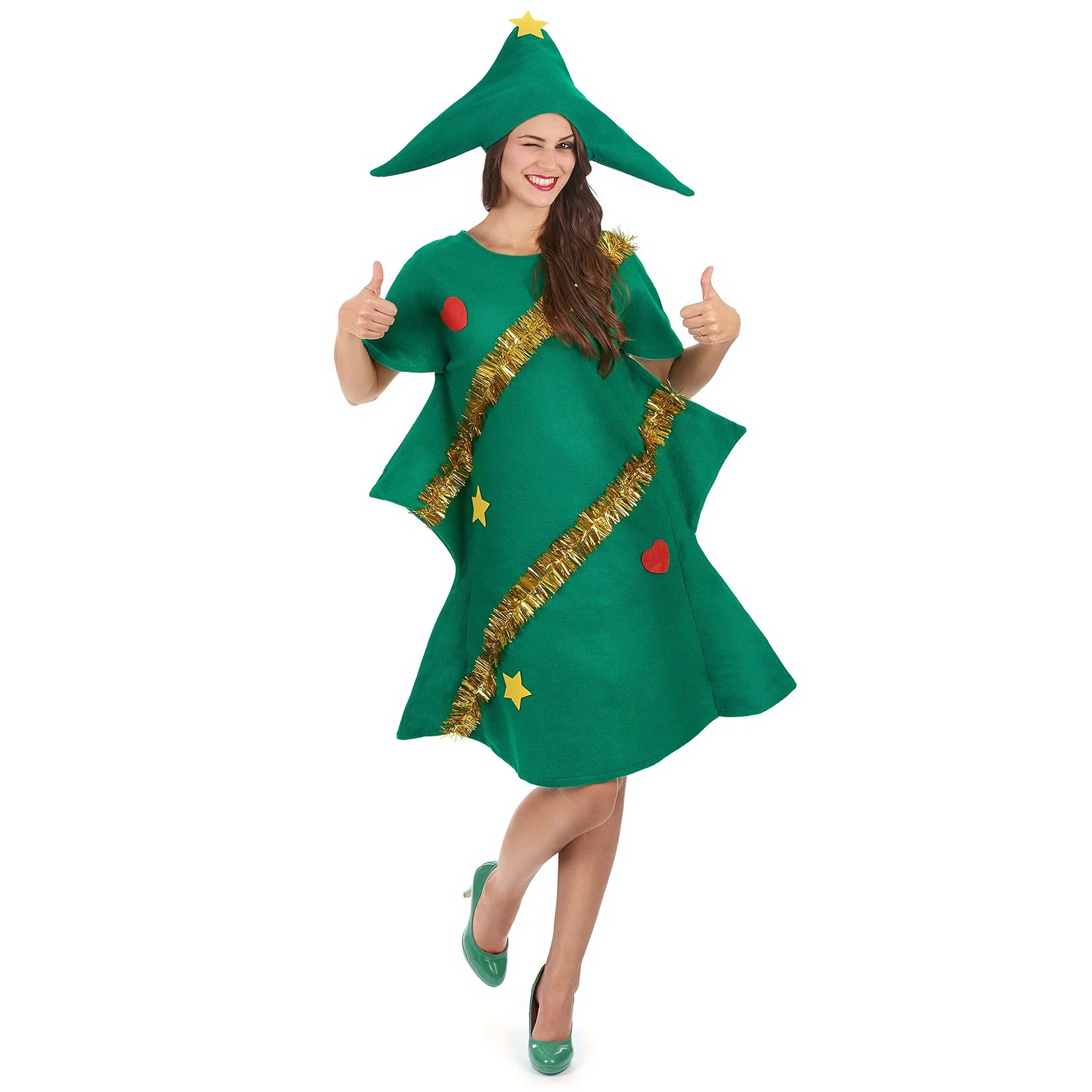 Costume Cosplay genitore-bambini, abito a maniche corte a forma di albero di natale carino per adulti, bambini, verde