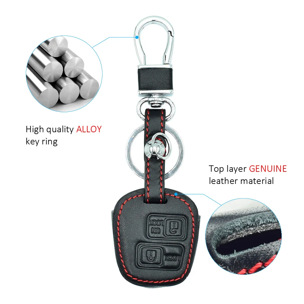 Leather Car Key Case For Lexus ES GX Toyota RAV4 Camry Highlander Corolla Prado Avensis Yaris Auris Remote Fobs Protector Cover