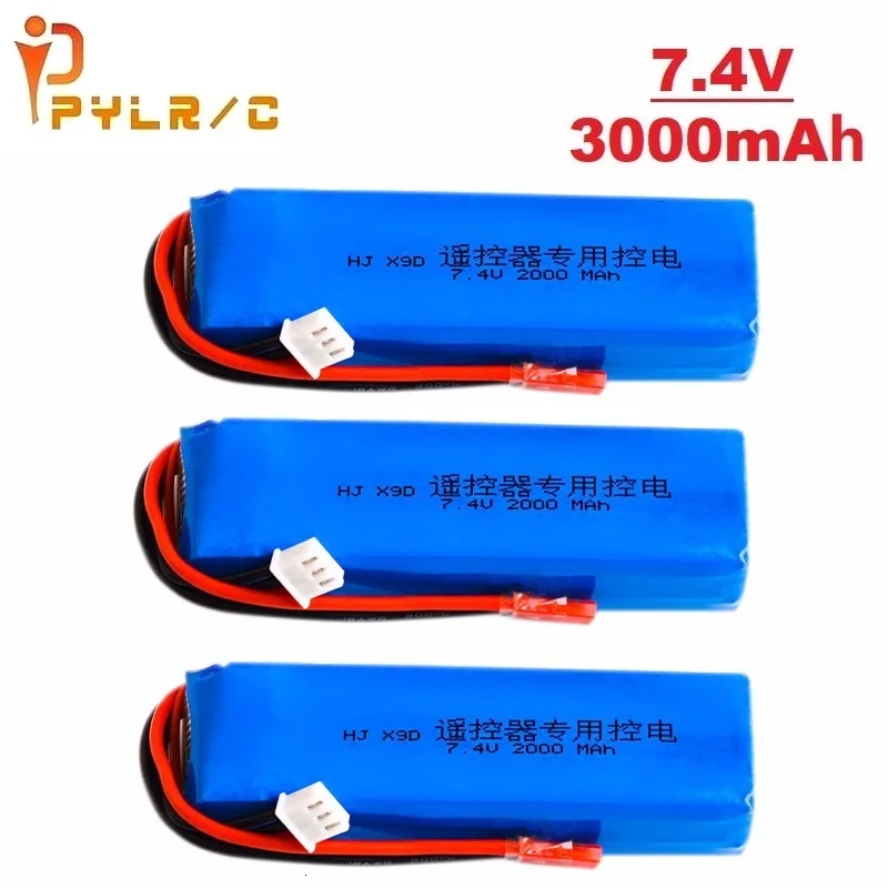 

PYLR/C Power 7.4V 3000mah Lipo Battery Rechargeable For Frsky Taranis X9D Plus Transmitter Remote Controller Spare Parts 3pcs