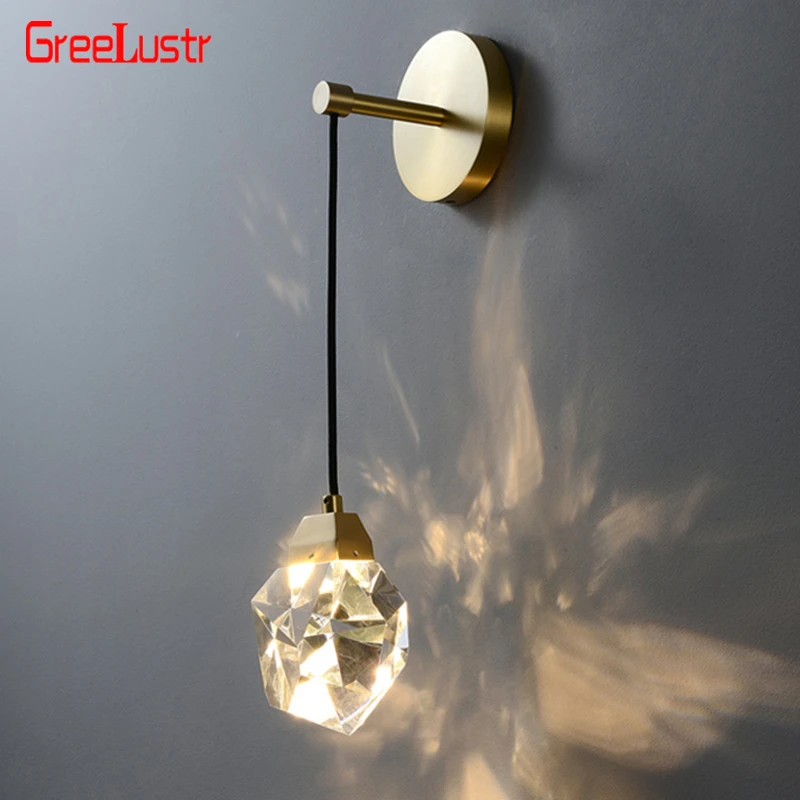 Modern Luxury Crystal LED Wall Light Fixtures Copper  Wall Sconce Lamp Decor Lights Home Bedside aisle entrance Indoor Lighting