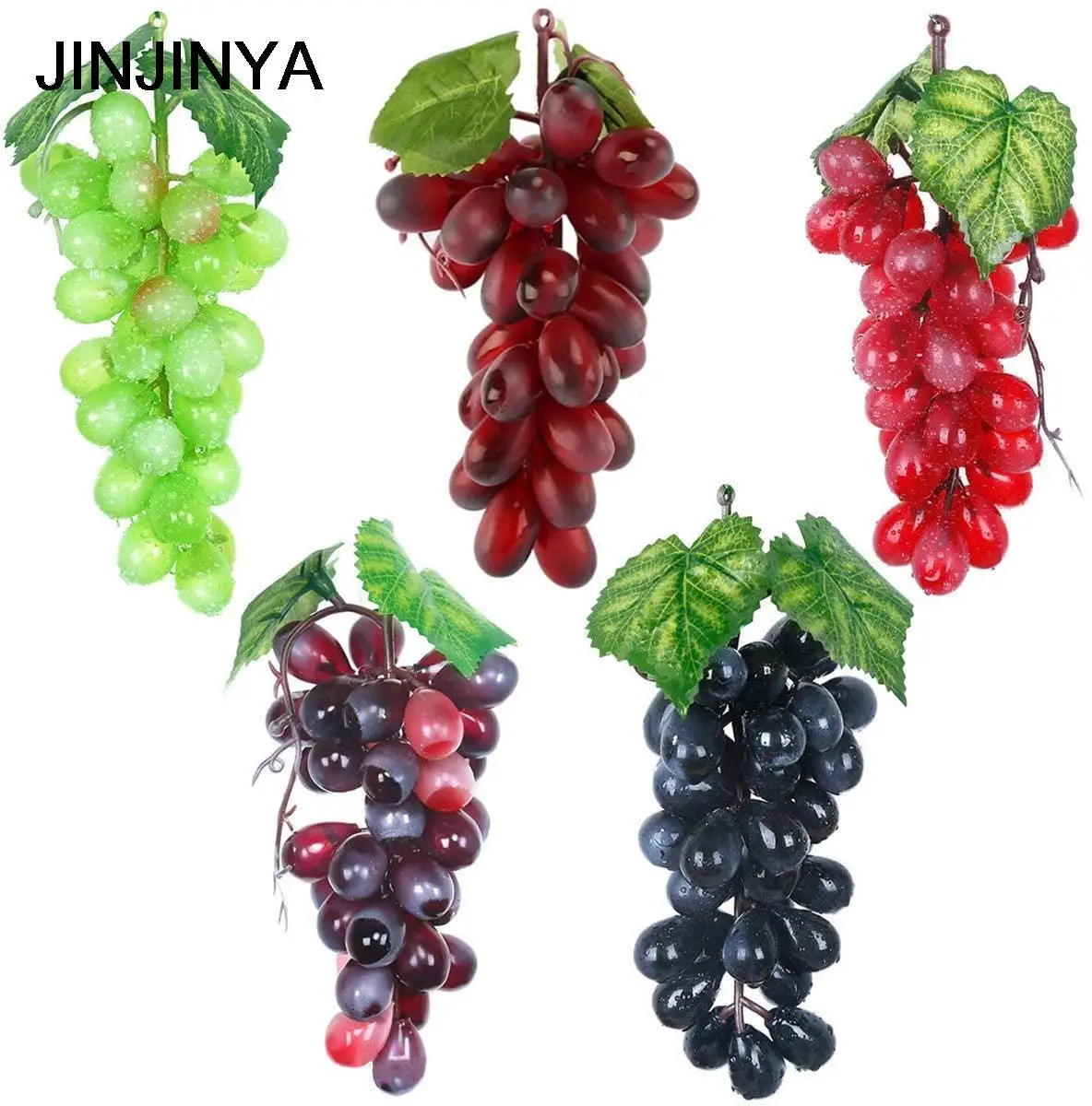 Artificial Decorative Grapes, Lifelike Rubber, Fake Clusters, Wedding Wine, Kitchen Centerpiece Decor, 5 Bunches