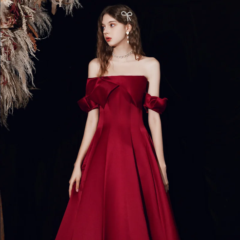 

Bride Toast Clothing Sexy Backless Burgundy Lacing Up Prom Dresses Women Long A-line Evening Party Gown Vestido de Festa